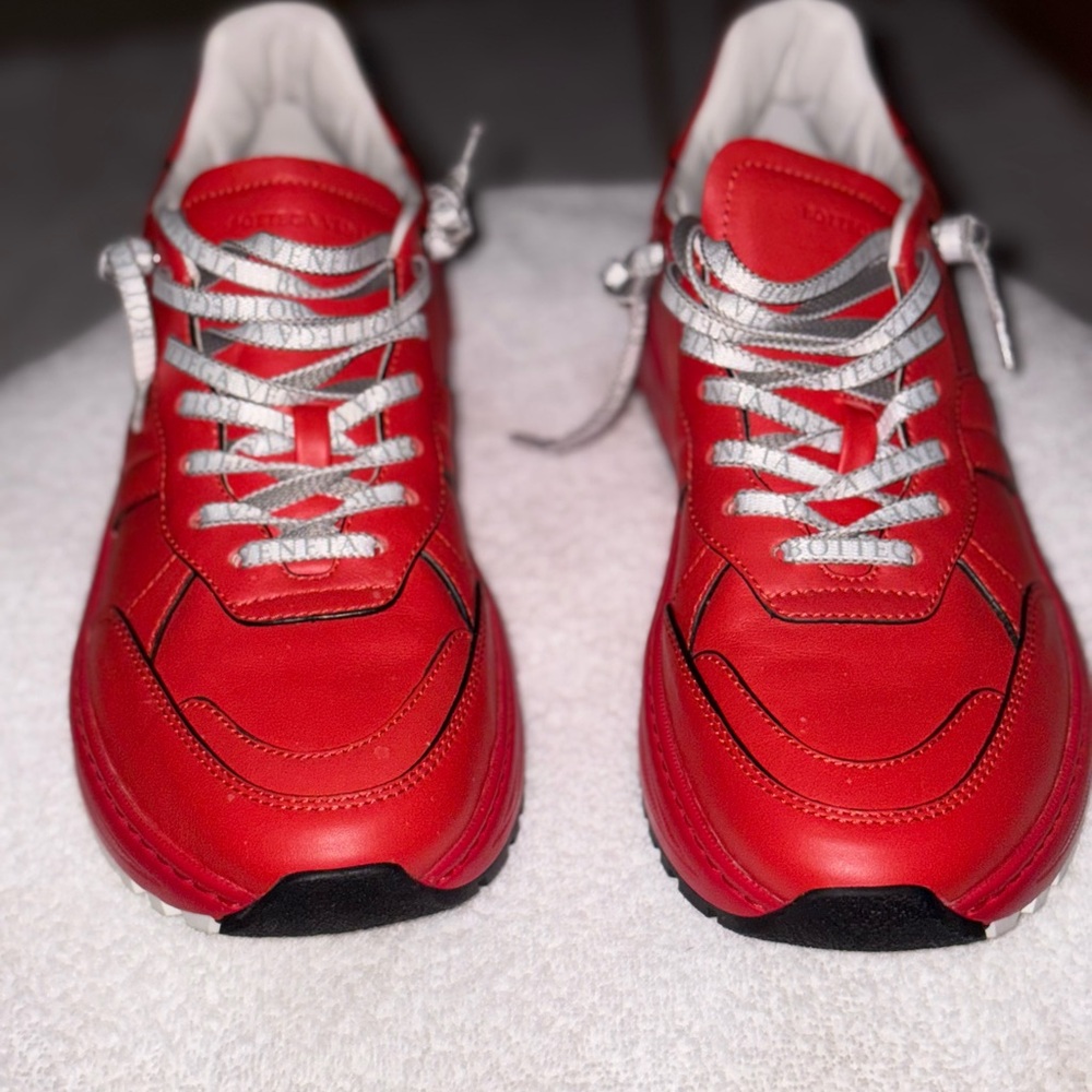 Bottega Veneta Red Leather Low Top Sneakers